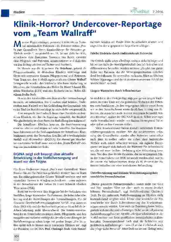 Vorschauseite 1: Klinik-Horror? Undercover-Reportage vom „Team Wallraff