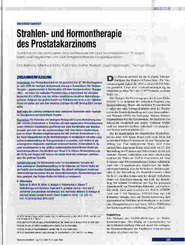 Vorschauseite 1: Strahlenund Hormontherapie des Prostatakarzinoms