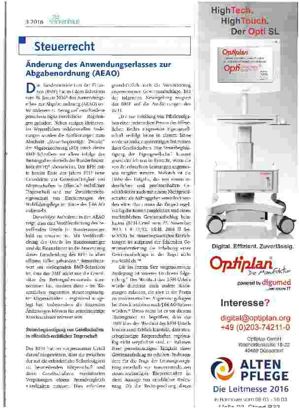 Vorschauseite 1: Änderung des Anwendungserlasses zur Abgabenordnung (AEAO)