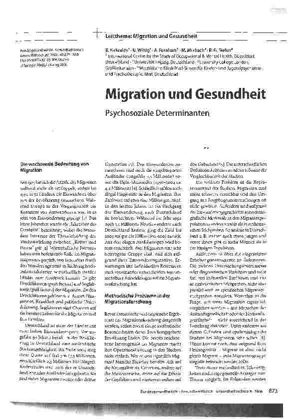 Vorschauseite 1: Migration und Gesundheit