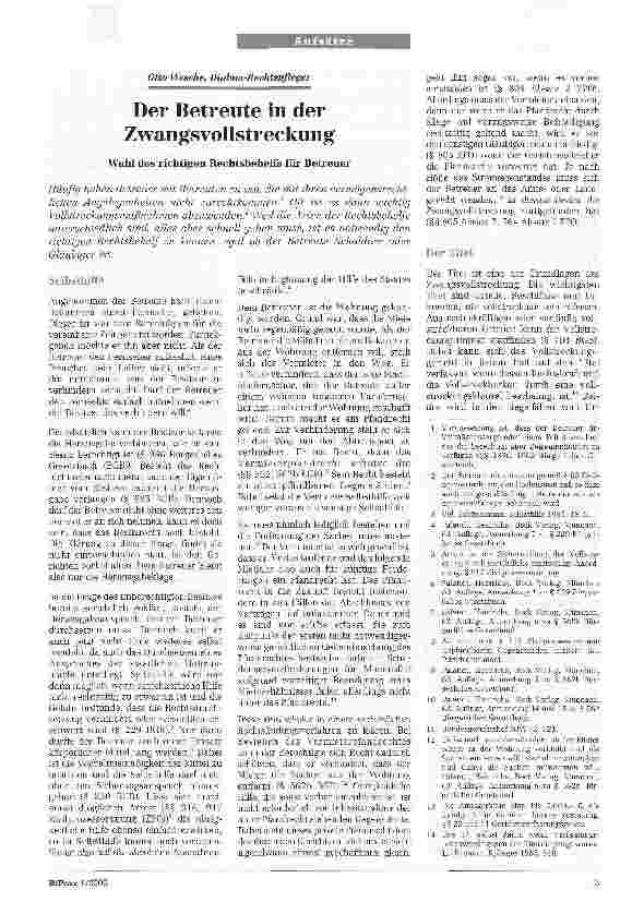 Vorschauseite 1: Der Betreute in der ZwangsvollstreckungWahl des richtigen Rechtsbehelfs für Betreuer