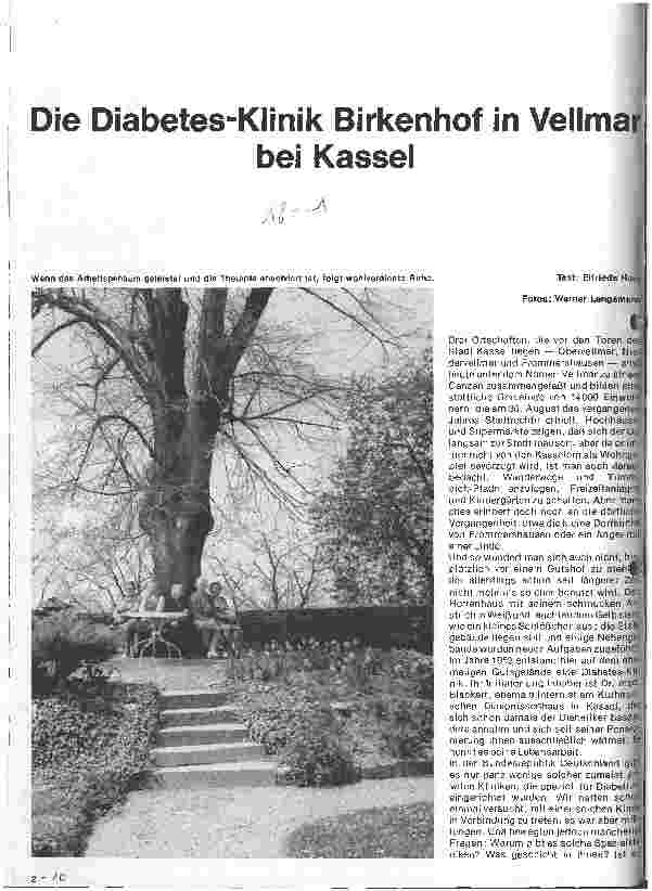 Vorschauseite 1: Die Diabetes-Klinik Birkenhof in Vellmar bei Kassel