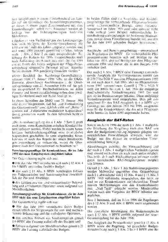 Vorschauseite 4: DKG veröffentlicht Umsetzungshinweise zum Stabilisierungsgesetz 1996 Bundesrat stimmt Kostendämpfungsplänen der Koalition zu
