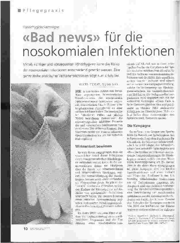 Vorschauseite 1: Bad news für die nosokomialen Infektionen