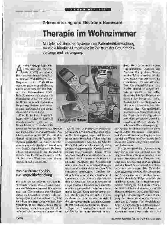 Vorschauseite 1: Telemonitoring und Electronic HomecareTherapie im Wohnzimmer