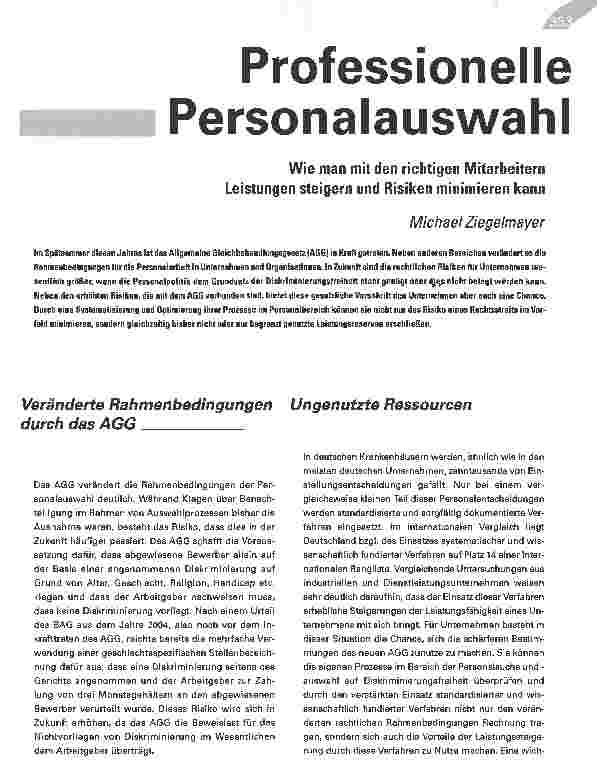 Vorschauseite 1: Professionelle Personalauswahl - Wie man mit den richtigen Mitarbeitern Leistungen steigern und Risiken minimieren kann