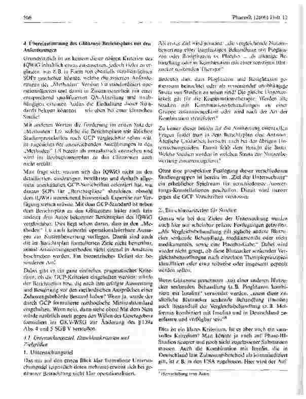 Vorschauseite 6: Berichtsplan des IQWiG zu Glitazonen bei Diabetes mellitus Typ 2: Spagat zwischen Wissenschaft und Willkür
