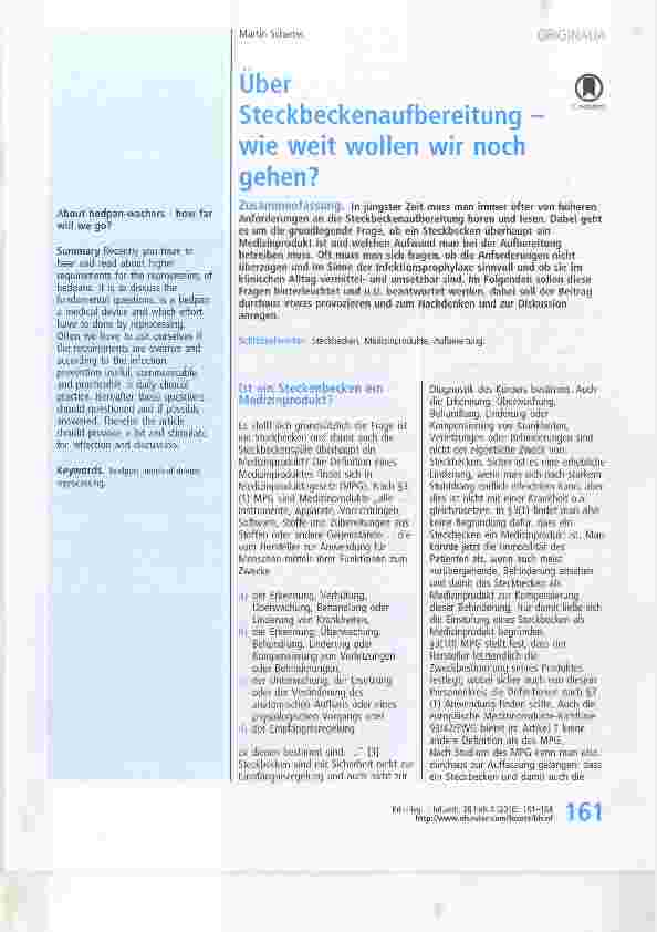 Vorschauseite 1: Über Steckbeckenaufbereitung wie weit wollen wir noch gehen?