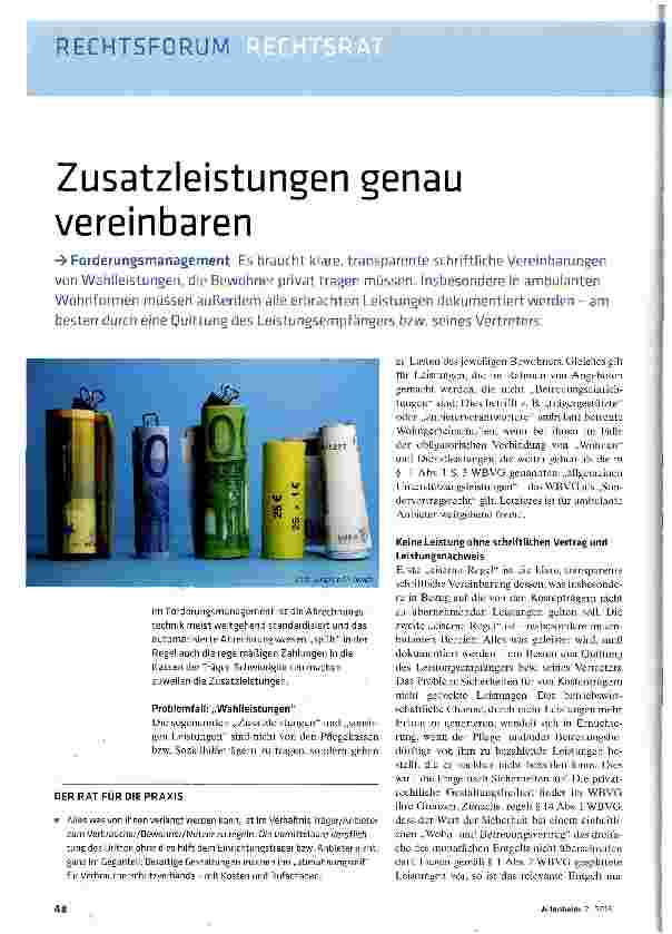 Vorschauseite 1: Zusatzleistungen genau vereinbaren