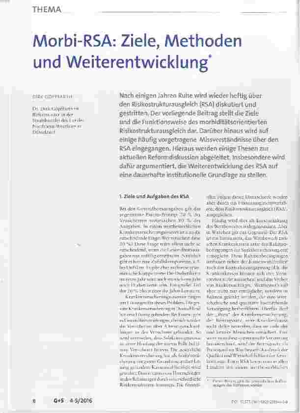 Vorschauseite 1: Morbi-RSA: Ziele, Methoden und Weiterentwicklung