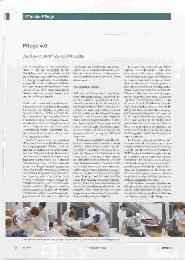 Vorschauseite 1: Pflege 4.0 Die Zukunft der Pflege durch Roboter