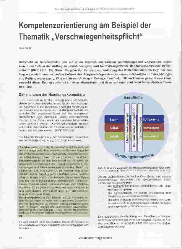 Vorschauseite 1: Kompetenzorientierung am Beispiel der Thematik „Verschwiegenheitspflicht“