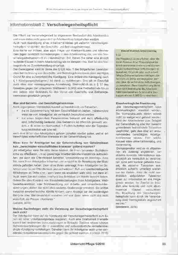 Vorschauseite 6: Kompetenzorientierung am Beispiel der Thematik „Verschwiegenheitspflicht“