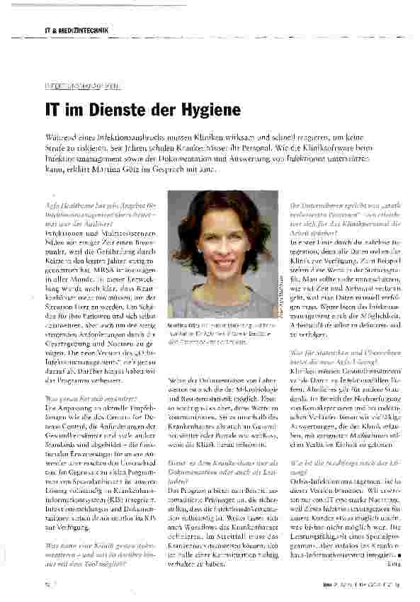 Vorschauseite 1: IT im Dienste der Hygiene