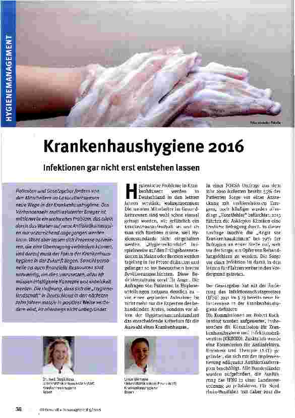 Vorschauseite 1: Krankenhaushygiene 2016