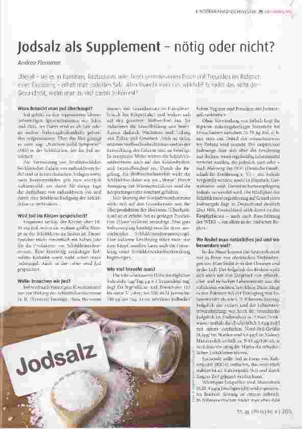 Vorschauseite 1: Jodsalz als Supplement nötig oder nicht?