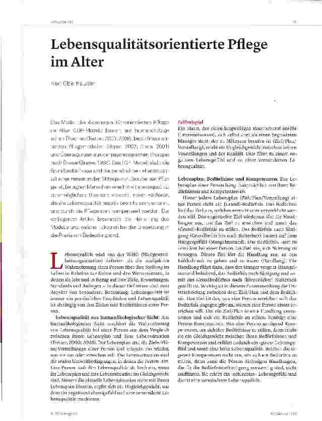 Vorschauseite 1: Lebensqualitätsorientierte Pflege im Alter