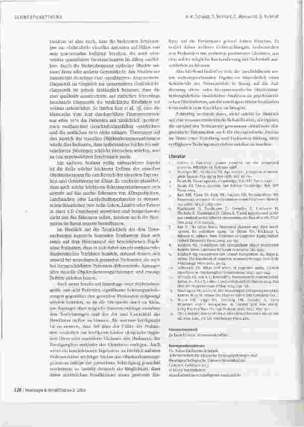 Vorschauseite 6: Neues Diagnostikum zur Erfassung visueller Objekterkennungsleistungen nach Hirnschädigung