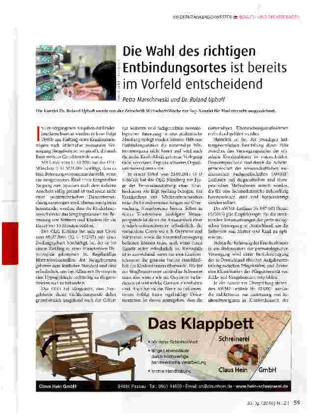 Vorschauseite 1: Die Wahl des richtigen Entbindungsortes ist bereits im Vorfeld entscheidend