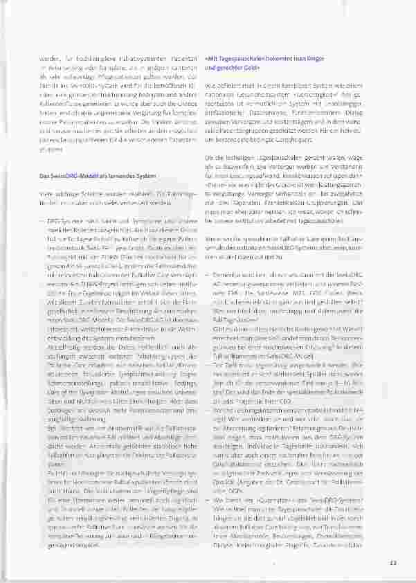 Vorschauseite 3: Ist das Vergütungssystem der SwissDRG AG für spezialisierte Palliative Care geeignet? Die Pro-Position