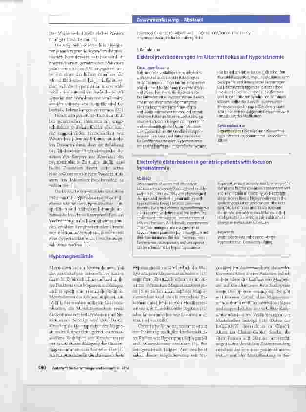 Vorschauseite 3: Elektrolytveränderungen im Alter mit Fokus auf Hyponatriämie