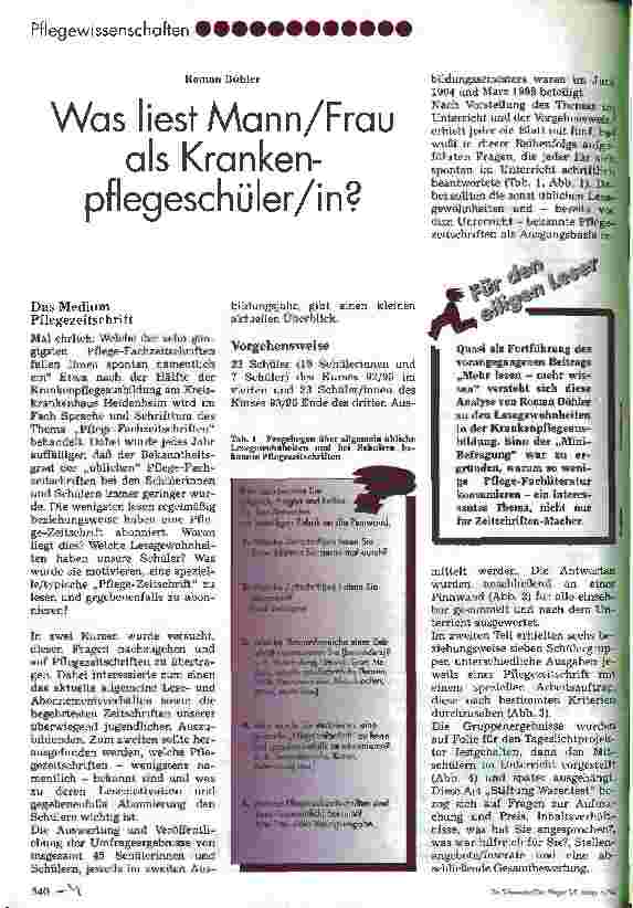 Vorschauseite 1: Was liest Mann/Frau als Krankenpflegeschüler/in?