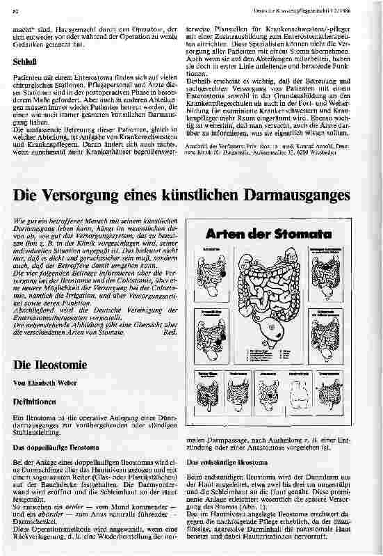 Vorschauseite 1: Die Versorgung eines künstlichen Darmausganges Die Ileostomie