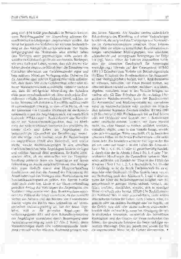 Vorschauseite 2: Einnahme von Cannabis zur medikamentösen Behandlung kann aus Notstandsgesichtspunkten gerechtfertigt sein