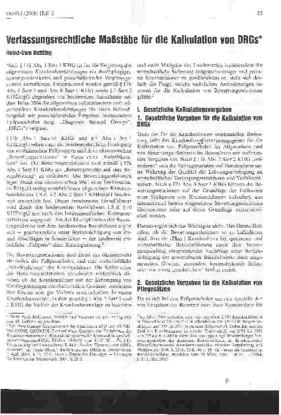 Vorschauseite 1: Verfassungsrechtliche Maßstäbe für die Kalkulation von DRGs