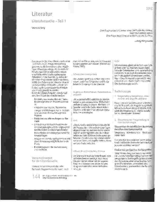 Vorschauseite 1: Literatur Literatursuche-Teil 1