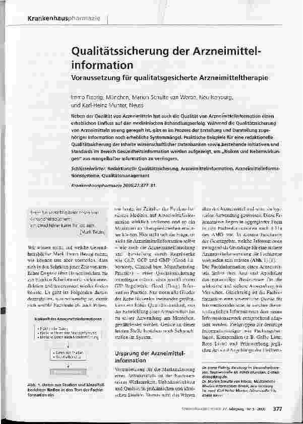 Vorschauseite 1: Qualitätssicherung der Arzneimittelinformation