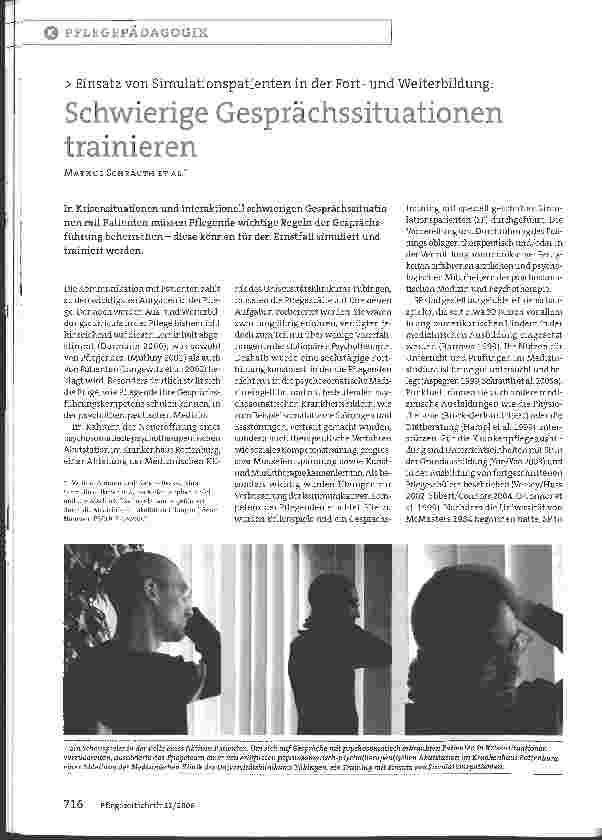 Vorschauseite 1: Einsatz von Simulationspatienten in der Fortund Weiterbildung: Schwierige Gesprächssituationen trainieren