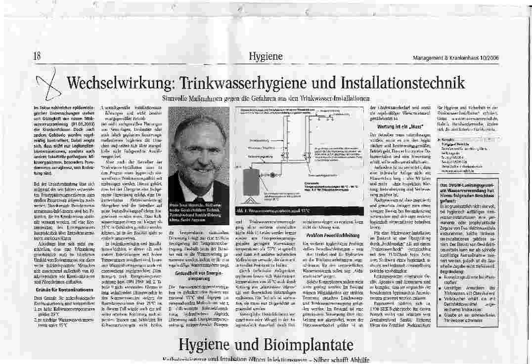 Vorschauseite 1: Wechselwirkung: Trinkwasserhygiene und Installationstechnik