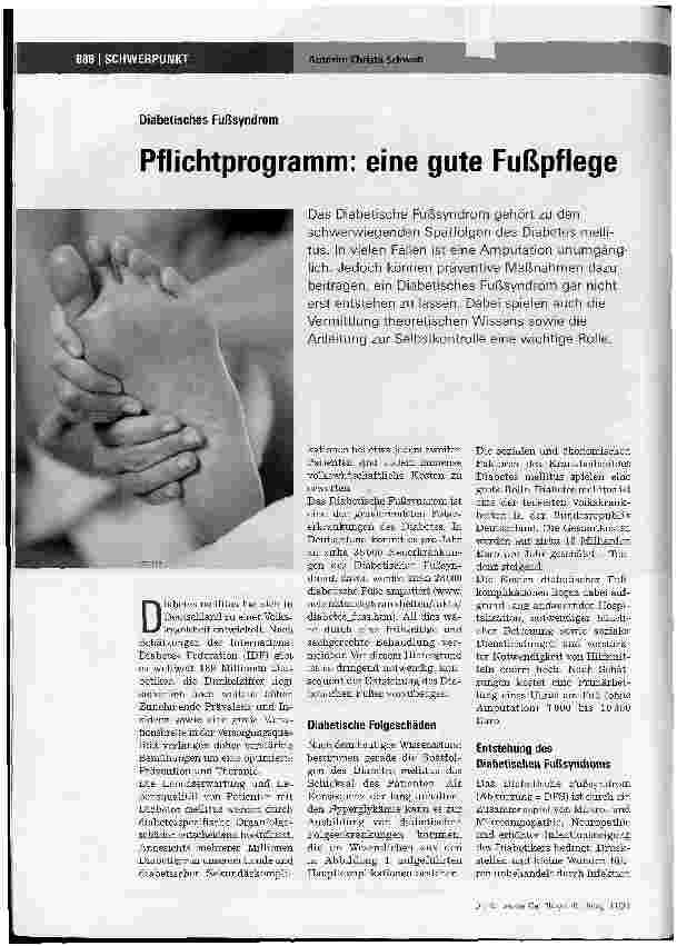 Vorschauseite 1: Diabetisches Fußsyndrom - Pflichtprogramm: eine gute Fußpflege