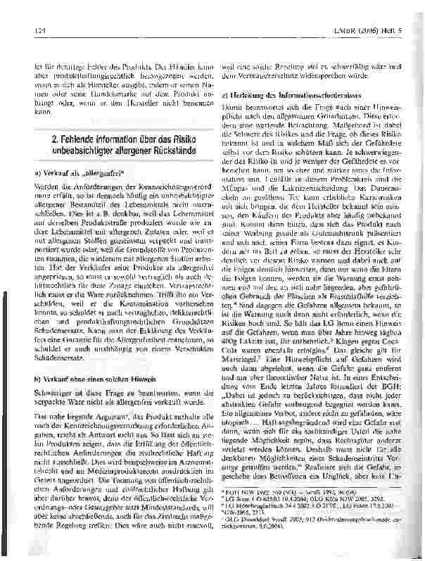 Vorschauseite 2: Haftungsrechtliche Folgen fehlerhafter Allergenkennzeichnung