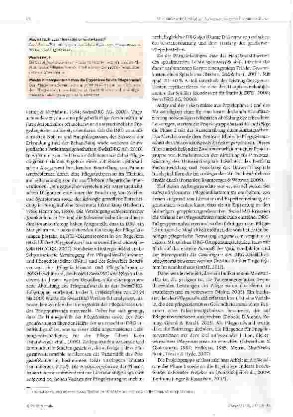 Vorschauseite 2: Die Entwicklung eines Sets von aufwandrelevanten Pflege indikatoren für die Schweizer Pflegepraxis