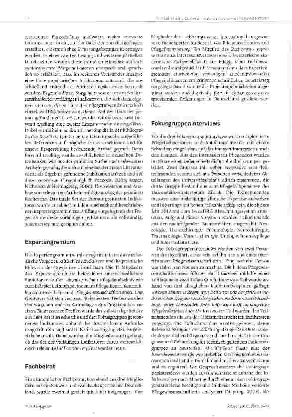 Vorschauseite 4: Die Entwicklung eines Sets von aufwandrelevanten Pflege indikatoren für die Schweizer Pflegepraxis