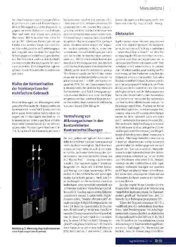 Vorschauseite 4: Hygienische Aspekte der mehrfachen Verwendung von Applikationssystemenfür Röntgenkontrastmittel
