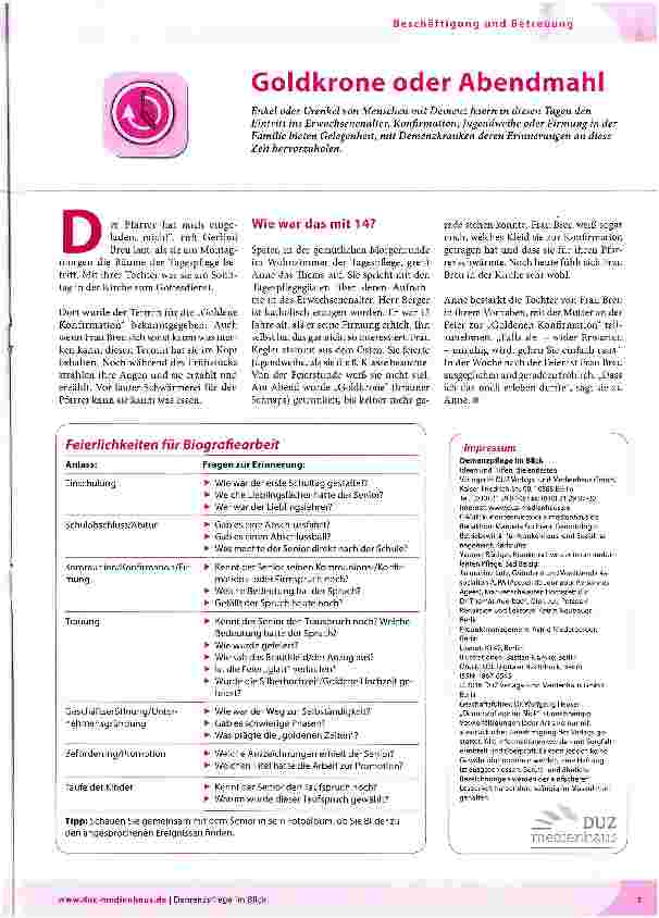 Vorschauseite 1: Goldkrone oder Abendmahl