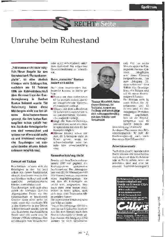 Vorschauseite 1: Unruhe beim Ruhestand