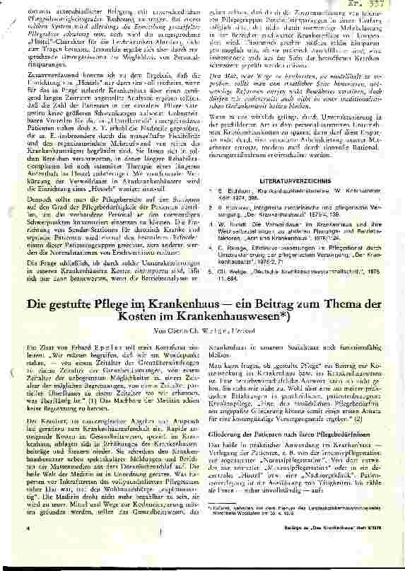 Vorschauseite 1: Die gestufte Pflege im Krankenhaus - ein Beitrag zum Thema der Kosten im Krankenhauswesen