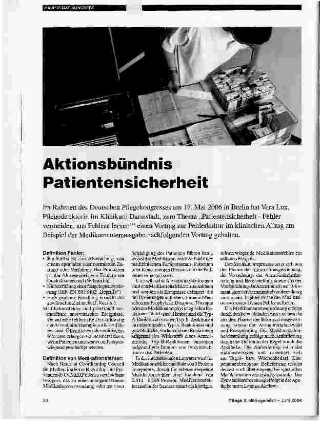 Vorschauseite 1: Aktionsbündnis Patientensicherheit