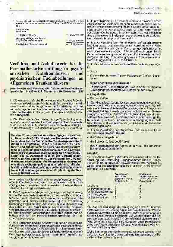 Vorschauseite 4: Empfehlung der deutschen Krankenhausgesellschaft zur Personalbedarfsermittlung im Pflegedienst der Krankenhäuser