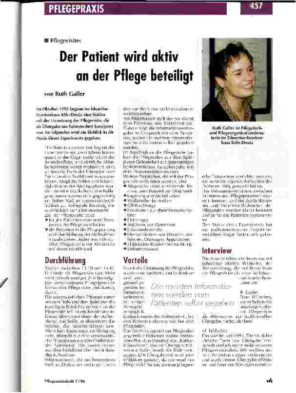 Vorschauseite 1: Der Patient wird aktiv an der Pflege beteiligt