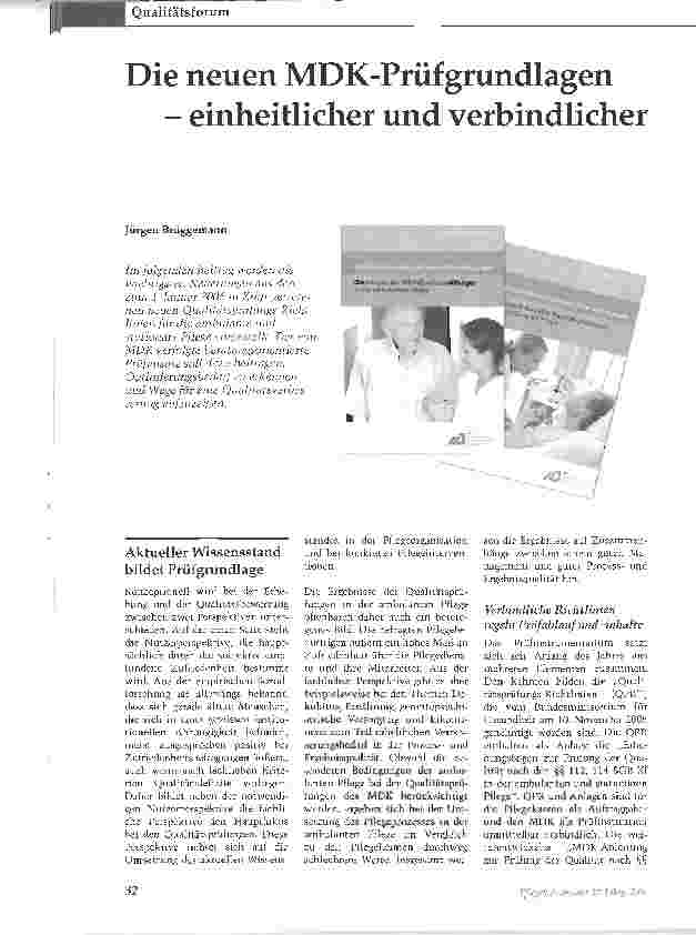 Vorschauseite 1: Die neuen MDK-Prüfgrundlagen - einheitlicher und verbindliche