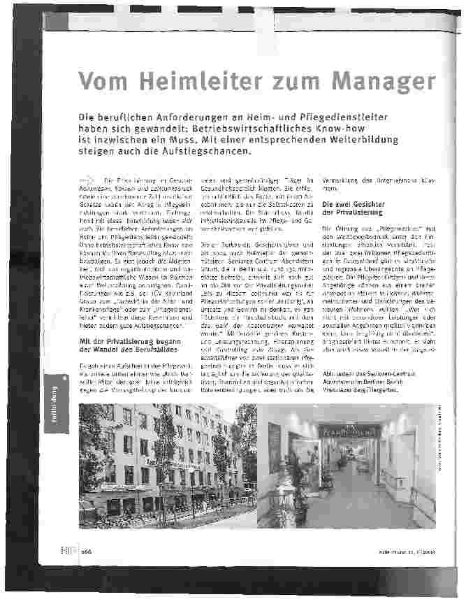 Vorschauseite 1: Vom Heimleiter zum Manager