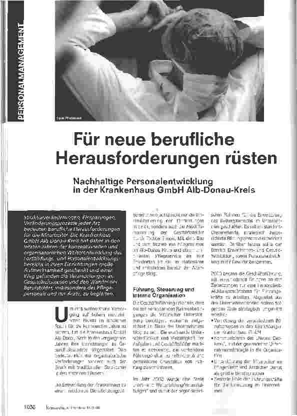 Vorschauseite 1: Für neue berufliche Herausforderungen rüsten - Nachhaltige Personalentwicklung in der Krankenhaus GmbH Alb-Donau-Kreis