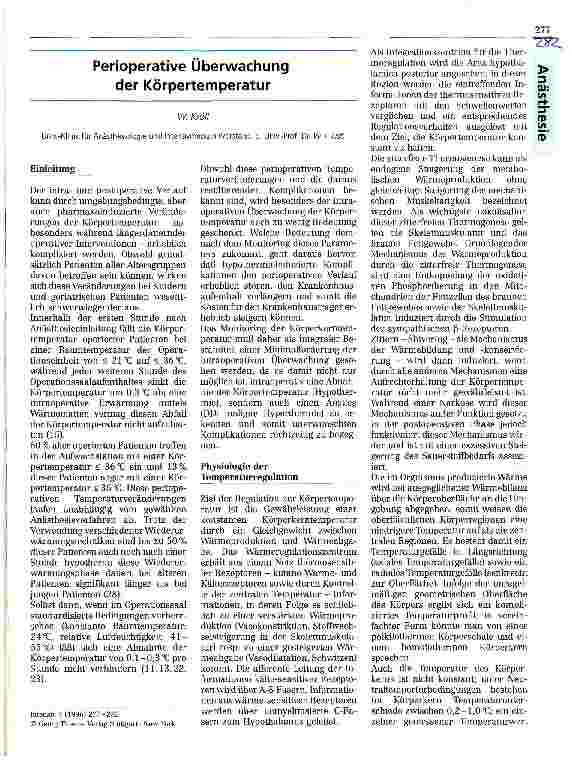 Vorschauseite 1: Perioperative Überwachung der Körpertemperatur