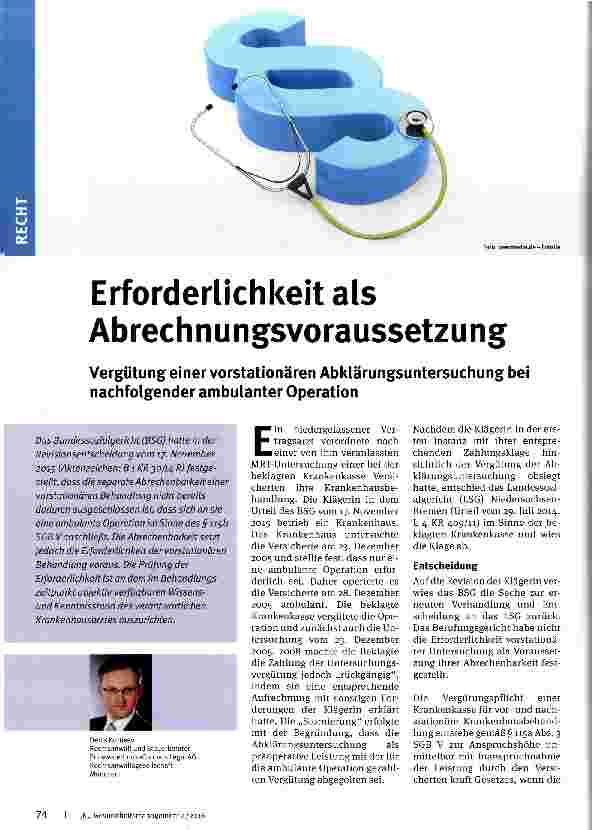 Vorschauseite 1: Erforderlichkeit als Abrechnungsvoraussetzung