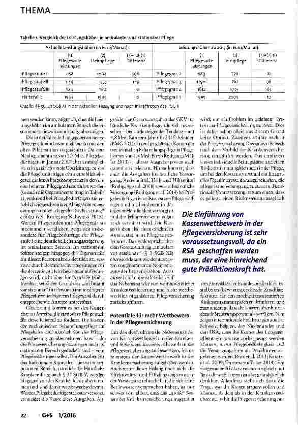 Vorschauseite 4: Ordnungspolitische Weiterentwicklung durch mehr Wettbewerb in der Pflegeversicherung?